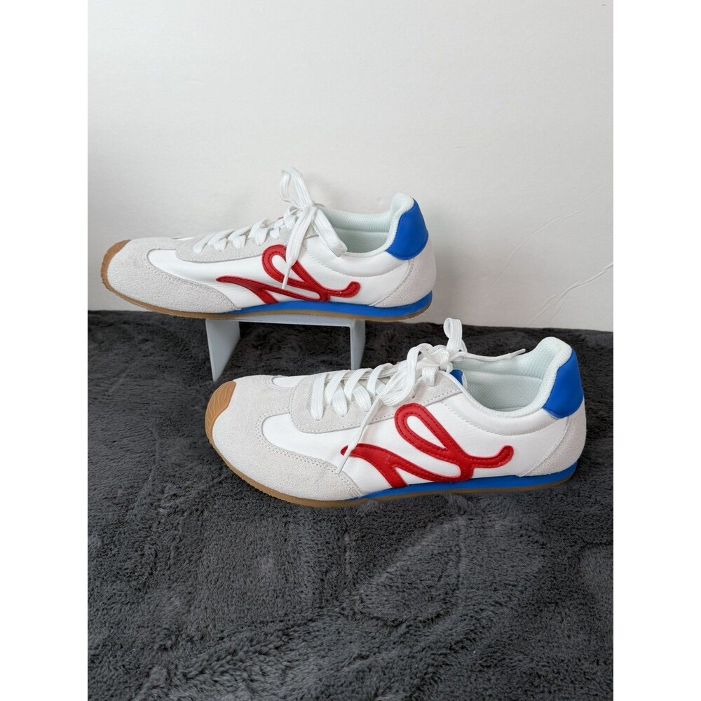 Lucky Step Women’s Sneakers Size 10 White Red Blue Retro Low Top Air Cooled